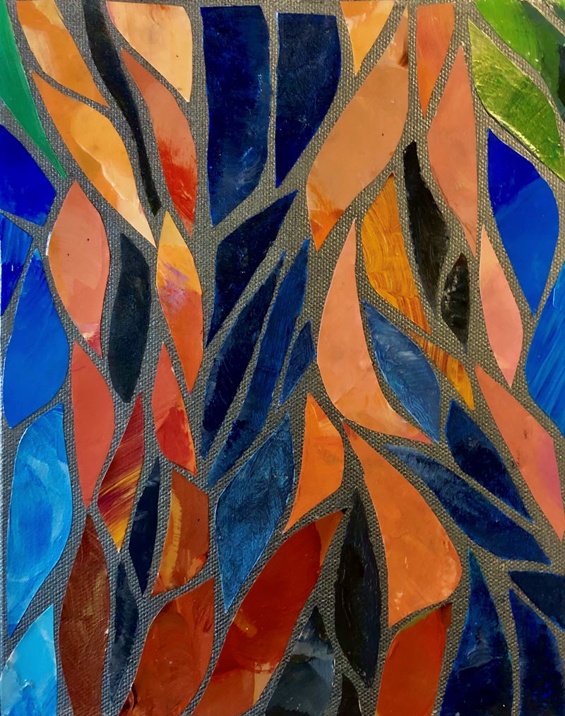 Tree Trunk, a recycle palette paper acrulic painting on canvas by Michael W Hensley